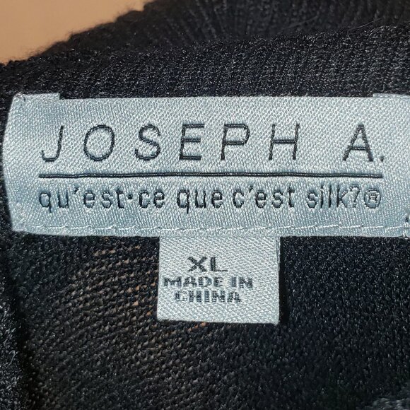 Joseph A  qu' est ce que c'est silk? Black Turtleneck Poncho Sweater, XL - Picture 6 of 6